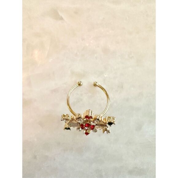 Ruby red snowflake adjustable ring - Picture 3 of 3
